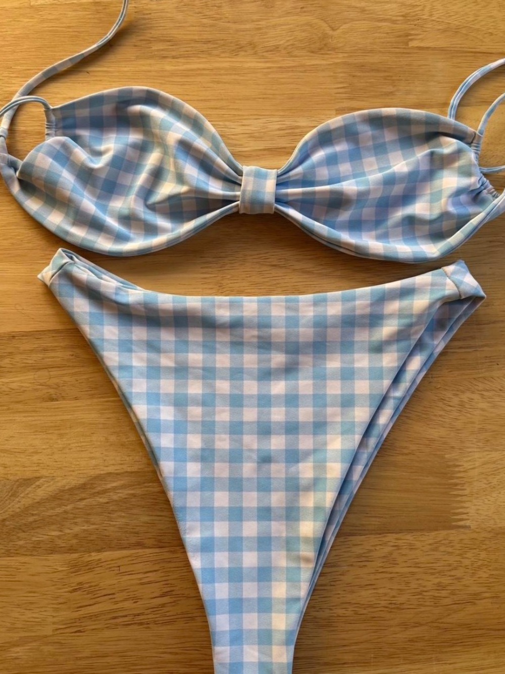 Skatie Kansas gingham bikini set. Kelly bottom - size small